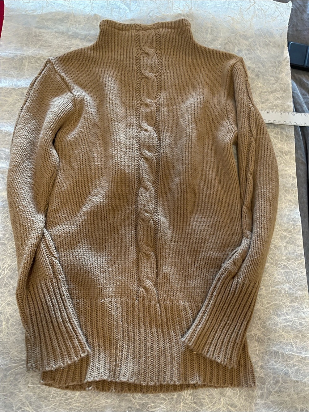 Opening Ceremony Mauve Mock Neck Cable Knit Long Sweater